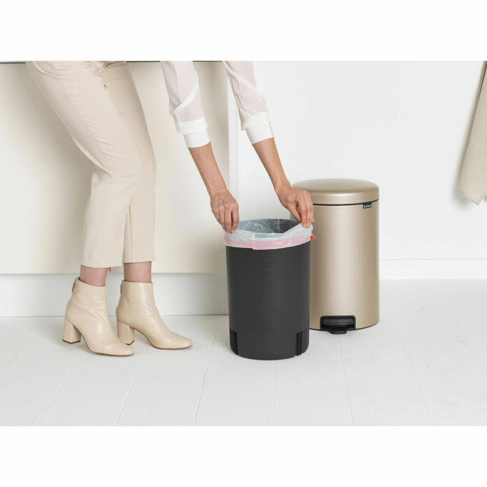 Brabantia NewIcon pedal bin, waste bin, trash can, steel, metallic gold, 20 L, 304460