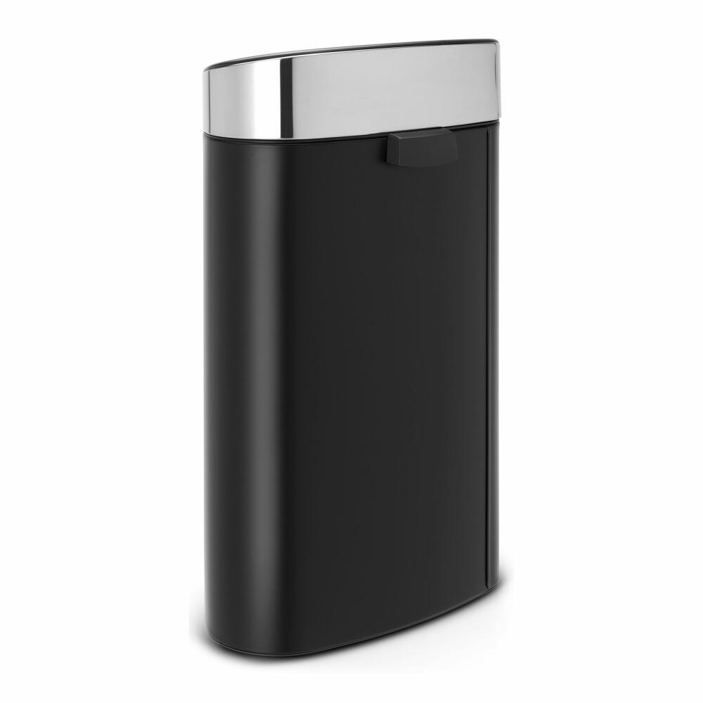 Brabantia Touch Bin, trash can, waste bin, waste container, matt black, lid in matt steel, matt steel, fingerprint proof, 40 L, 114847