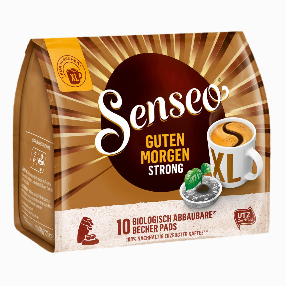 Senseo Kaffeepads Guten Morgen Strong XL, Stark & Intensiv, 10 Kaffee Pads, 125 g