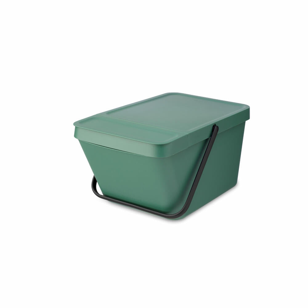 Brabantia Sort & Go Waste Bin, Waste Bin, Garbage Can, Plastic, Fir Green, 20 L, 277740