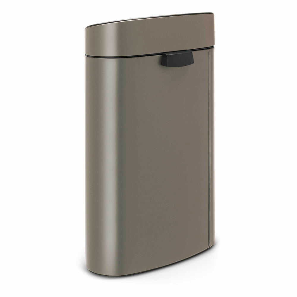 Brabantia Touch Bin Recycle, trash can with plastic inserts, waste bin, wastepaper basket, waste container, Platinum, 10 / 23 L, 117909