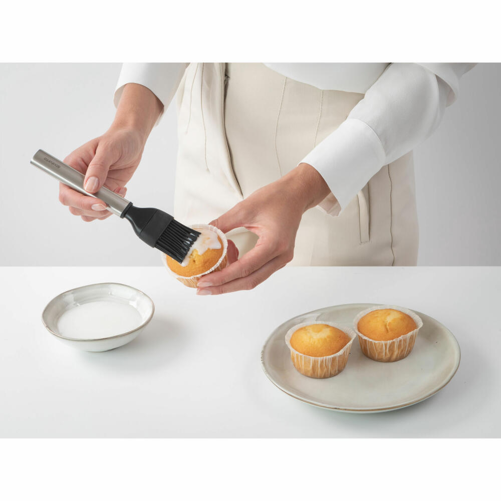 Brabantia Backpinsel Silikon Profile, Kochutensil, Küchenhelfer, Pinsel, Silicone / Stahl, Matt Steel, 19 cm, 137440