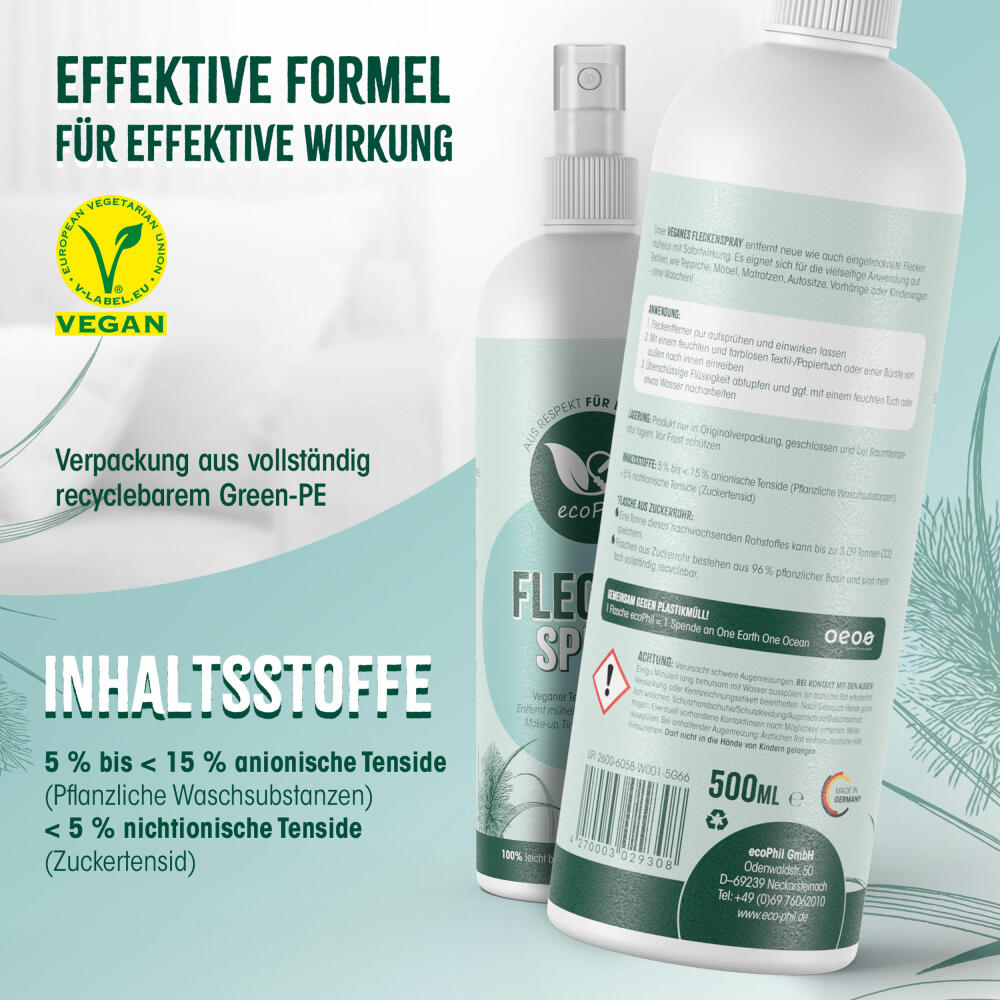 ecoPhil stain spray, textile stain remover with immediate effect for spraying, 500 ml