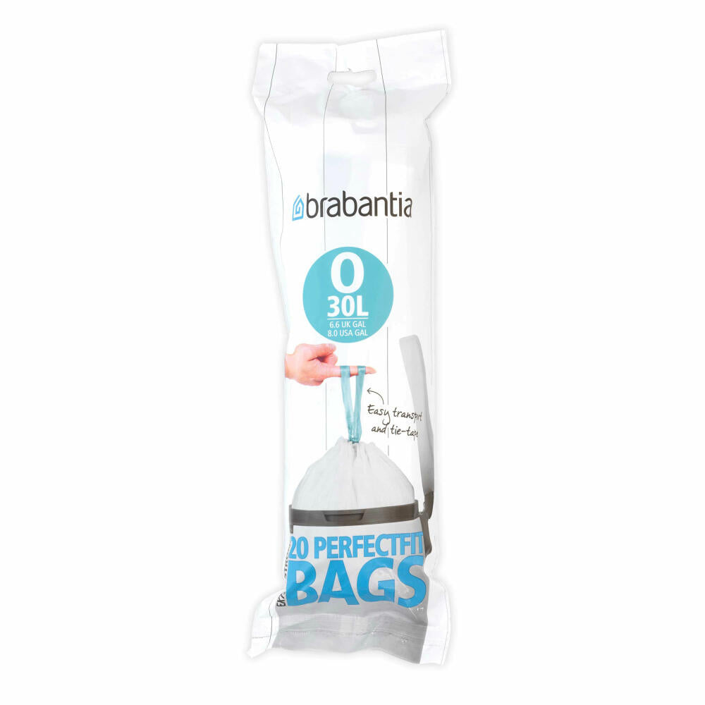 Brabantia PerfectFit Beutel, Müllbeutel, Abfallbeutel, Müllsack, Abfallsack, Mülltüte, Abfalltüte, 20 Stück pro Rolle, 30 L, 300349