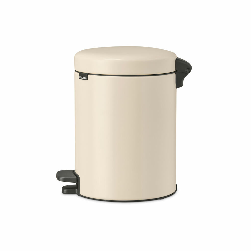 Brabantia NewIcon pedal bin, waste bin, trash can, steel, soft beige, 5 L, 149900
