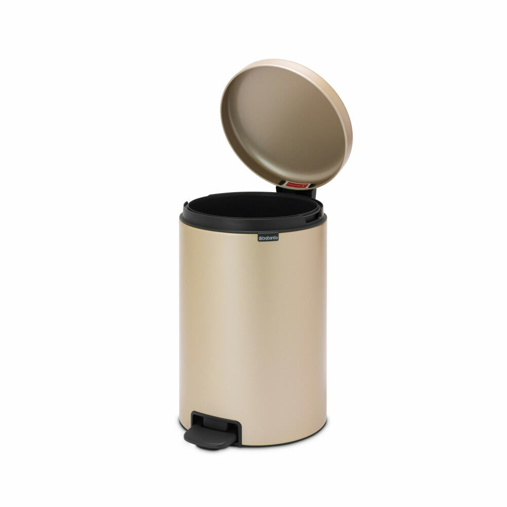 Brabantia NewIcon pedal bin, waste bin, trash can, steel, metallic gold, 20 L, 304460
