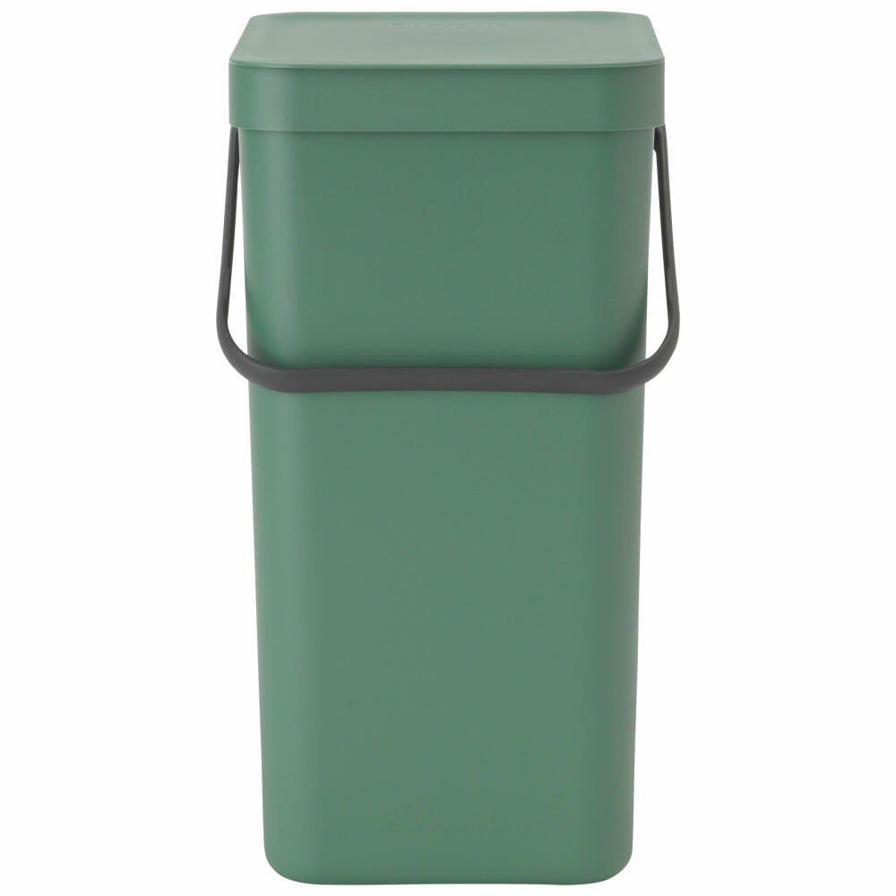 Brabantia Sort & Go Waste Bin, Waste Bin, Garbage Can, Plastic, Fir Green, 16 L, 129827