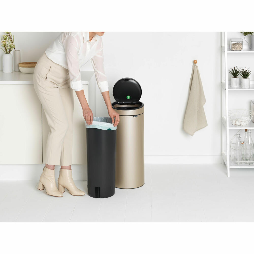 Brabantia Touch bin New, waste bin, trash can, steel, metallic gold, 30 L, 304507