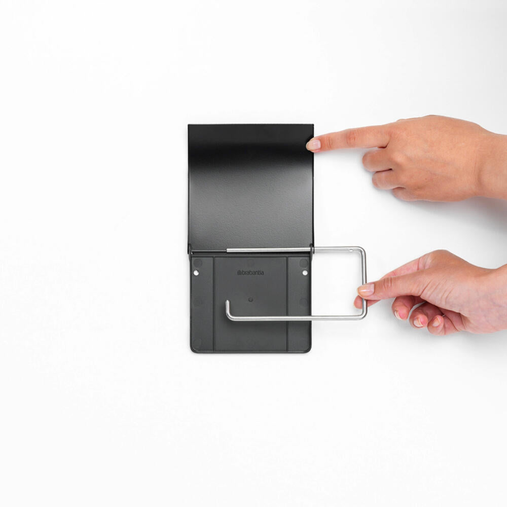 Brabantia ReNew toilet paper holder, roll holder, WC - paper roll holder, toilet paper holder, Matt Black, 108600