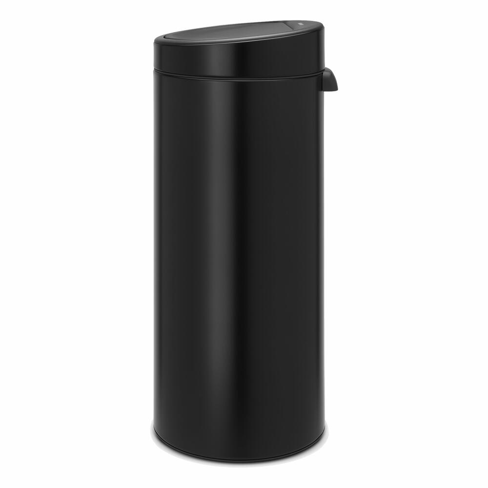 Brabantia Touch Bin, Mülleimer, Abfalleimer, Papierkorb in Matt Black, 30 Liter, 115301