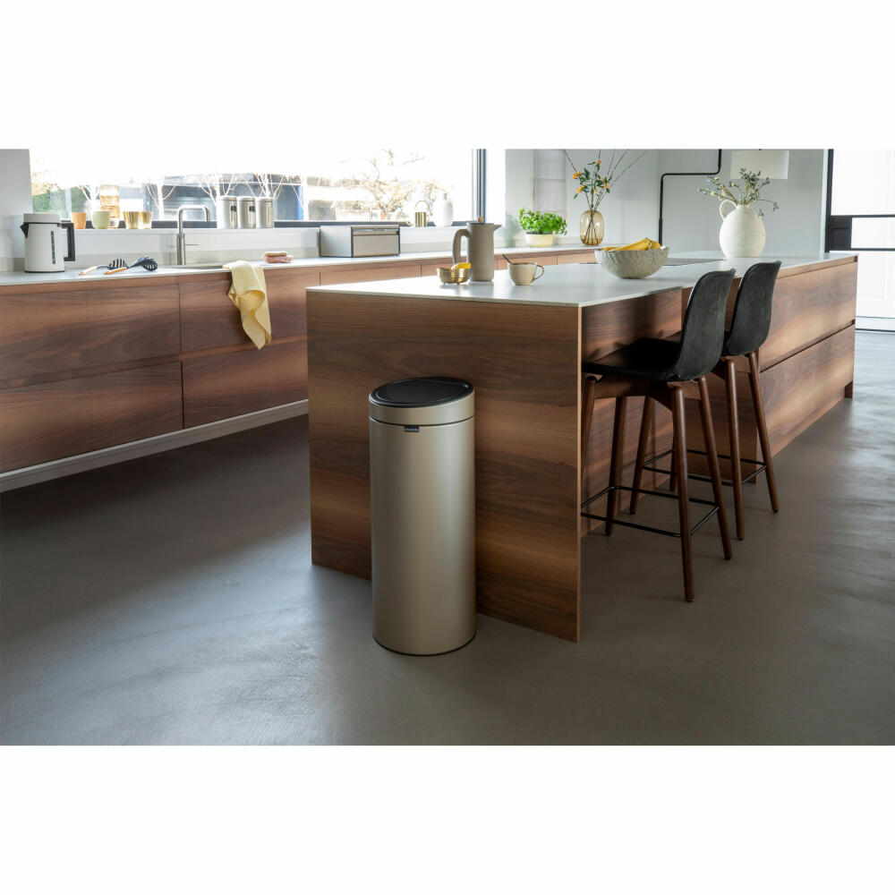 Brabantia Touch bin New, waste bin, trash can, steel, metallic gold, 30 L, 304507