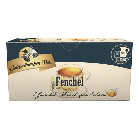 Goldmännchen Jumbo Tea Fennel, Fennel Tea, Herbal Tea, 20 Tea Bags, Large Bags, 3142