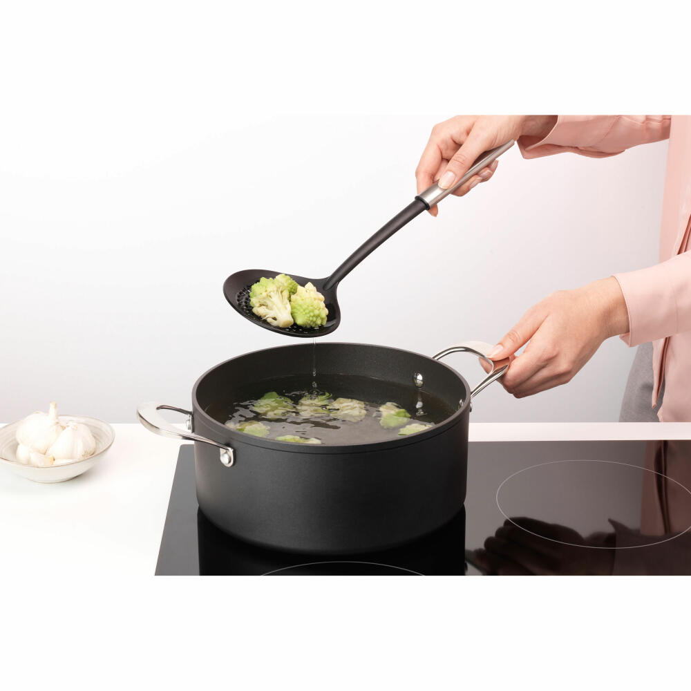Brabantia Schaumlöffel Profile, beschichtet, Kochutensil, Küchenhelfer, Stahl, Matt Steel, 38.6 cm, 250583