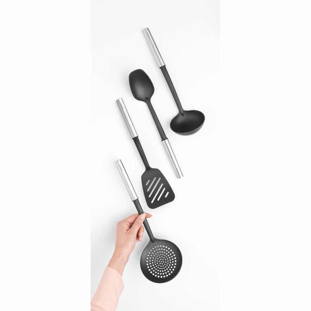 Brabantia kitchen utensil set Profile, coated, cooking utensil, kitchen helper, steel, Matt Steel, 35 cm, 260285