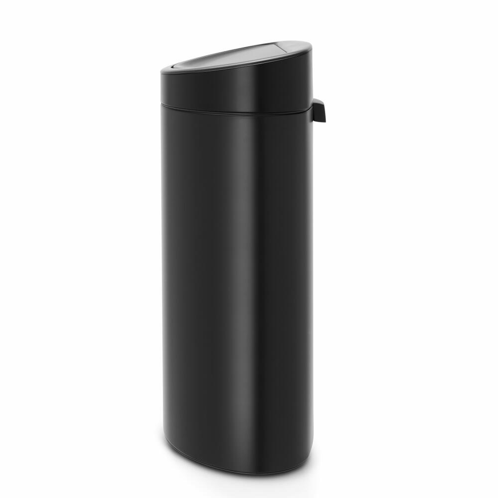 Brabantia Touch Bin waste container with plastic insert, trash can, garbage bucket, Matt Black / Lid Matt Black, 40 L, 114946