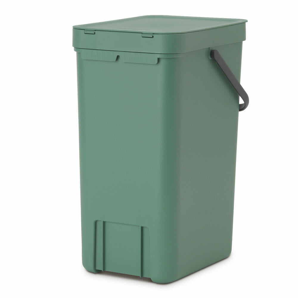 Brabantia Sort & Go Waste Bin, Waste Bin, Garbage Can, Plastic, Fir Green, 16 L, 129827