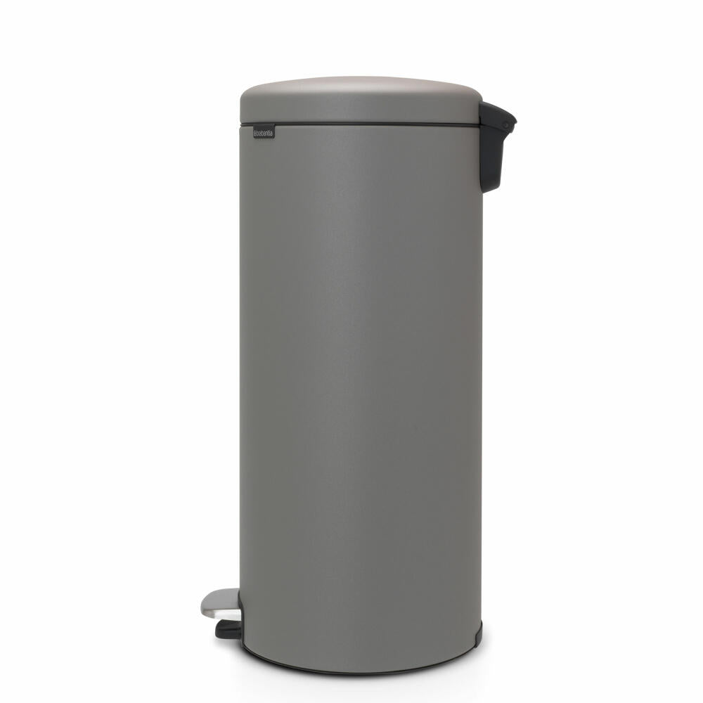 Brabantia NewIcon pedal bin, waste bin, trash can, steel, Mineral Concrete Grey, 30 L, 119187
