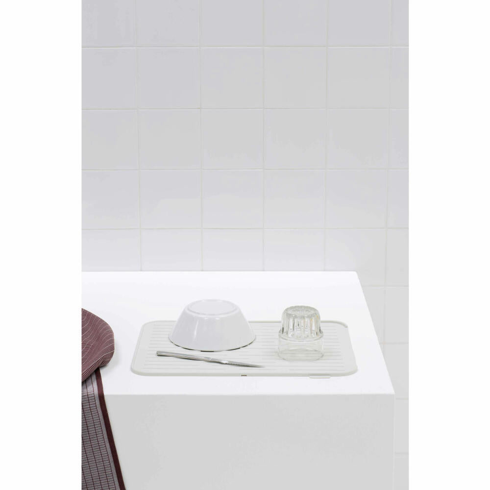 Brabantia Silikon Abtropfmatte, Geschirrmatte, Geschirrablage, Kunststoff, Light Grey, 117466