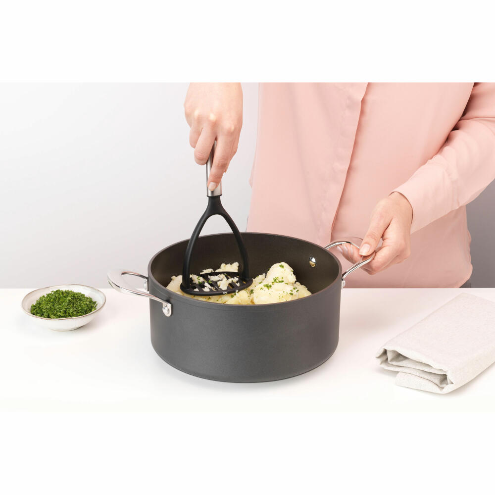 Brabantia Kartoffelstampfer Profile, beschichtet, Kochutensil, Küchenhelfer, Stampfer, Stahl, Matt Steel, 27.2 cm, 250507