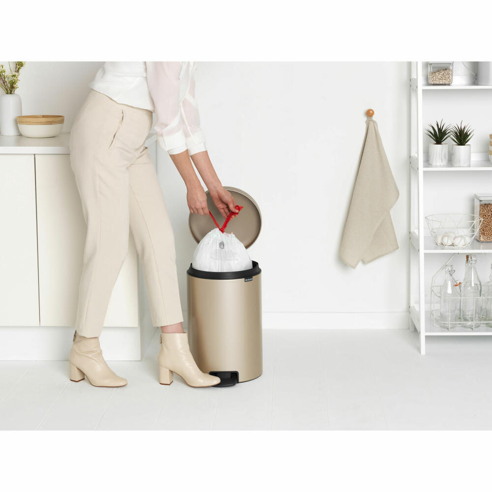 Brabantia NewIcon pedal bin, waste bin, trash can, steel, metallic gold, 20 L, 304460