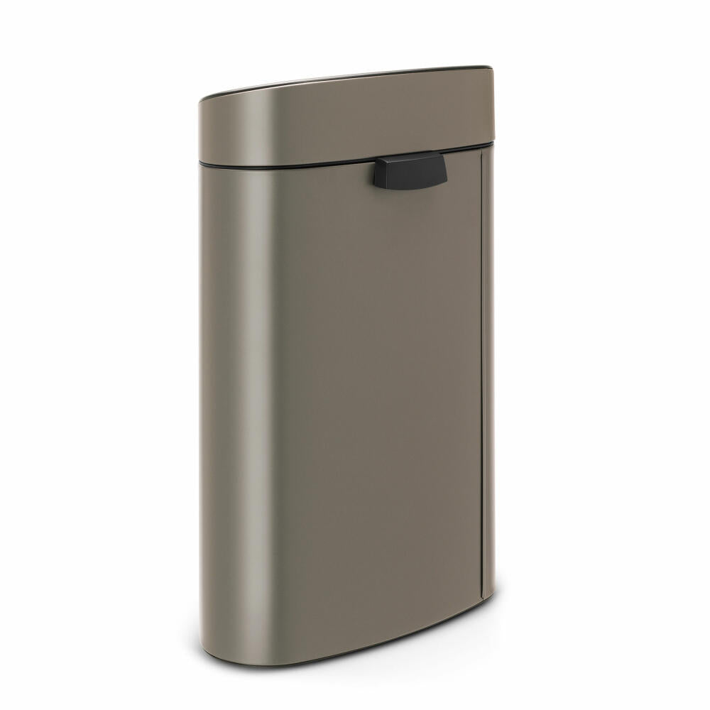 Brabantia Touch Bin Abfallbehälter mit Kunststoffeinsatz, Mülleimer, Müll Eimer, Platinum / Deckel Platinum, 40 L, 114908