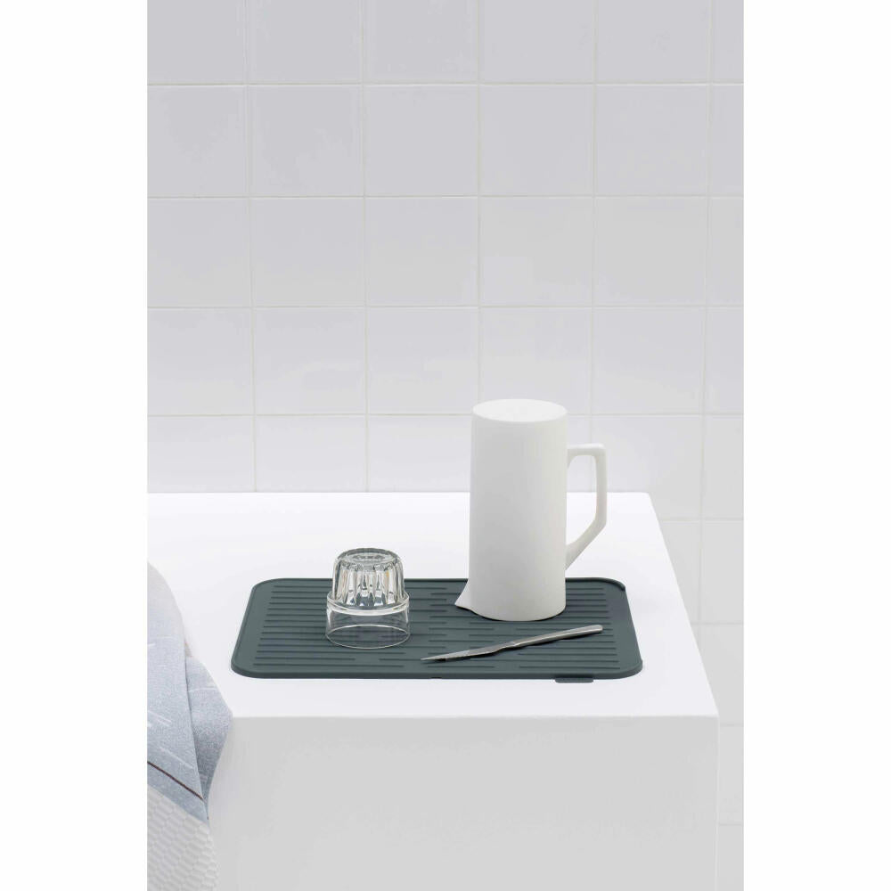 Brabantia Silikon Abtropfmatte, Geschirrmatte, Geschirrablage, Kunststoff, Dark Grey, 117442