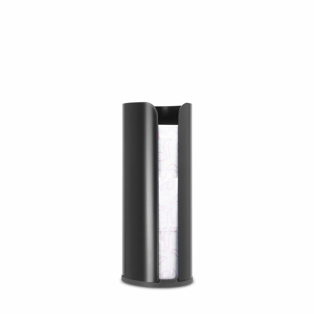 Brabantia Toilettenrollen-Spender ReNew, Stahl, Kunststoff, Matt Black, für 3 Rollen, 280504