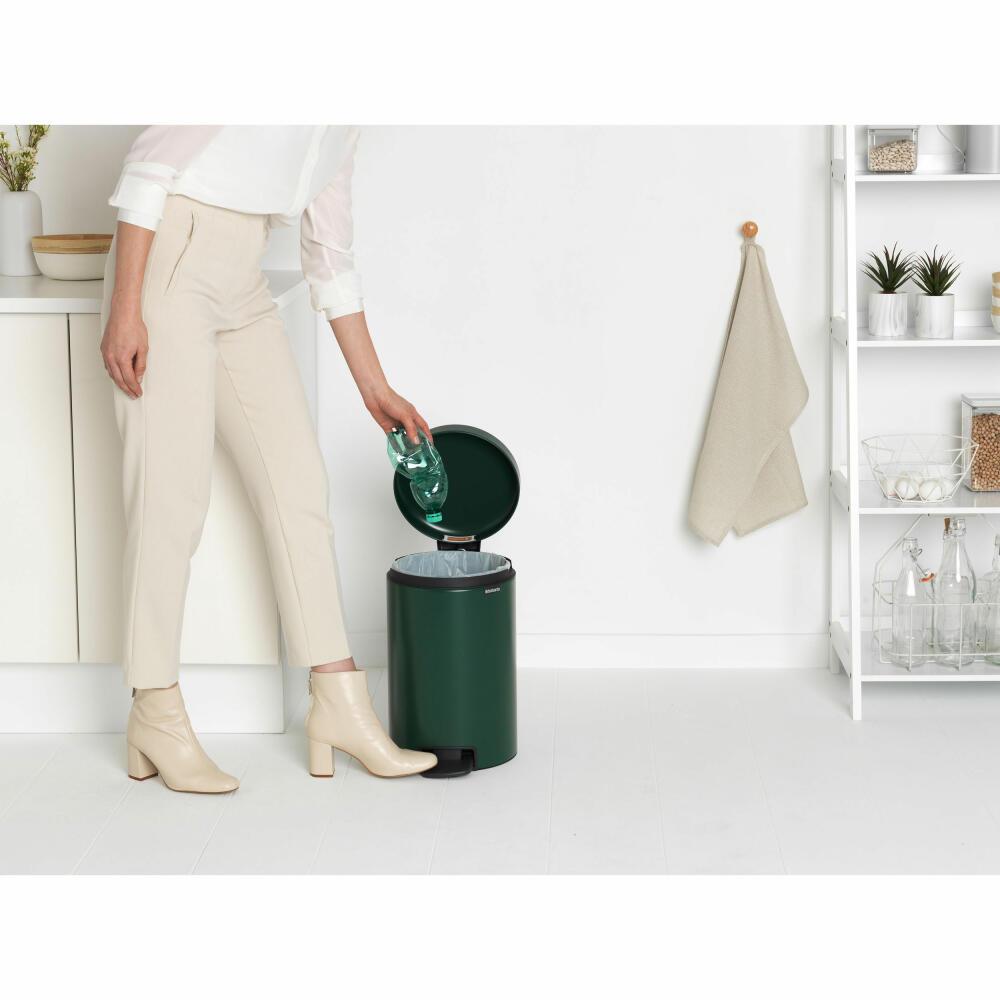 Brabantia Pedal Bin NewIcon, Waste Bin, Garbage Can, Steel, Pine Green, 12 L, 304040