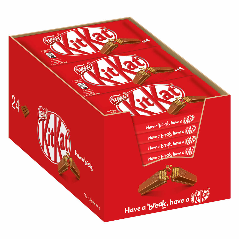 Nestlé KitKat Schokoriegel, Milchschokolade, Schoko Riegel, Milch Schokolade, 24 x 41.5g