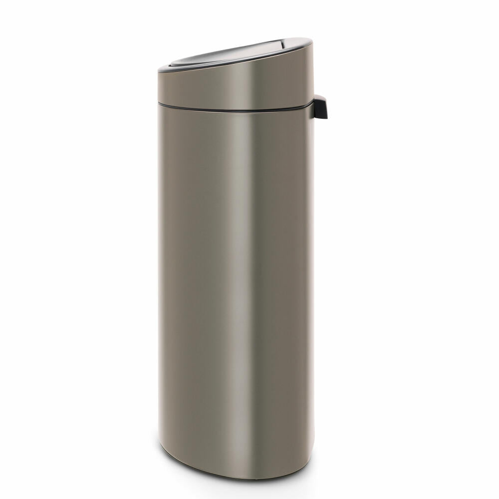 Brabantia Touch Bin Abfallbehälter mit Kunststoffeinsatz, Mülleimer, Müll Eimer, Platinum / Deckel Platinum, 40 L, 114908