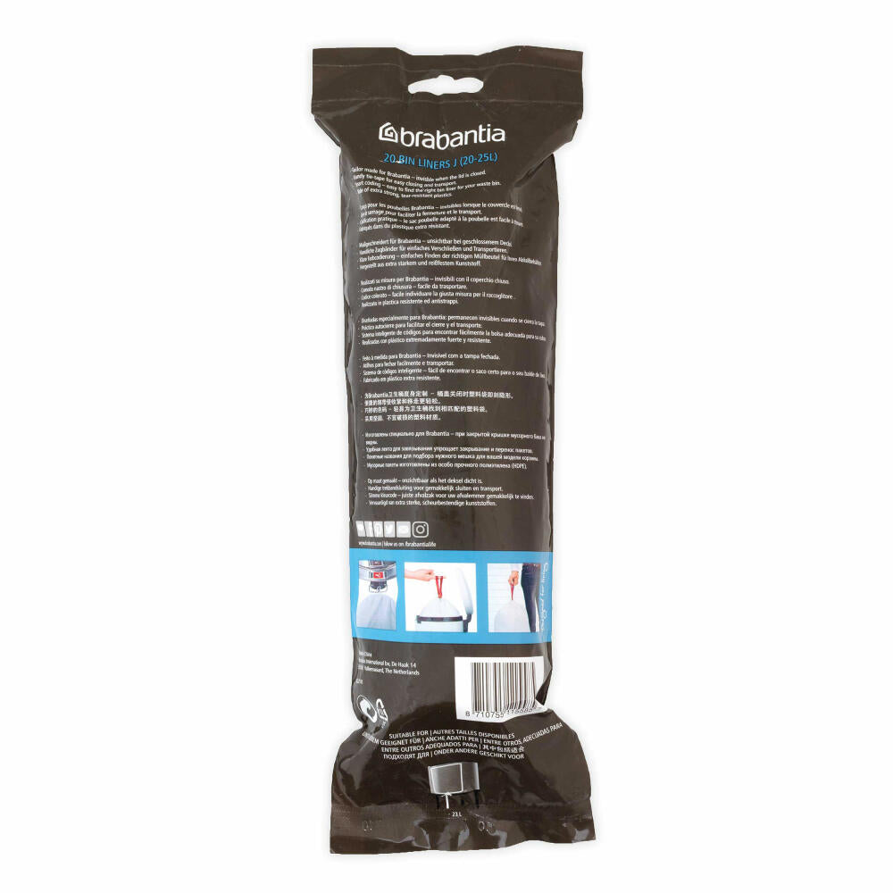 Brabantia PerfectFit Beutel, Müllbeutel, Abfallbeutel, Müllsack, Abfallsack, Mülltüte, Abfalltüte, 20 Stück pro Rolle, 23 L, 115585