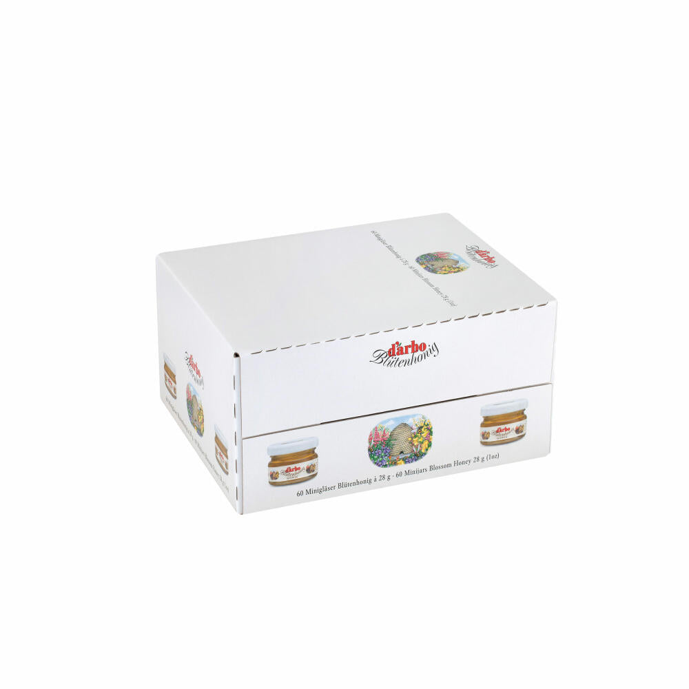 Darbo Blütenhonig im Miniglas, Brotaufstrich, Brot Aufstrich, Honig, für Gastro, Hotel, Büro, Kantine, 60 Stück á 28 g