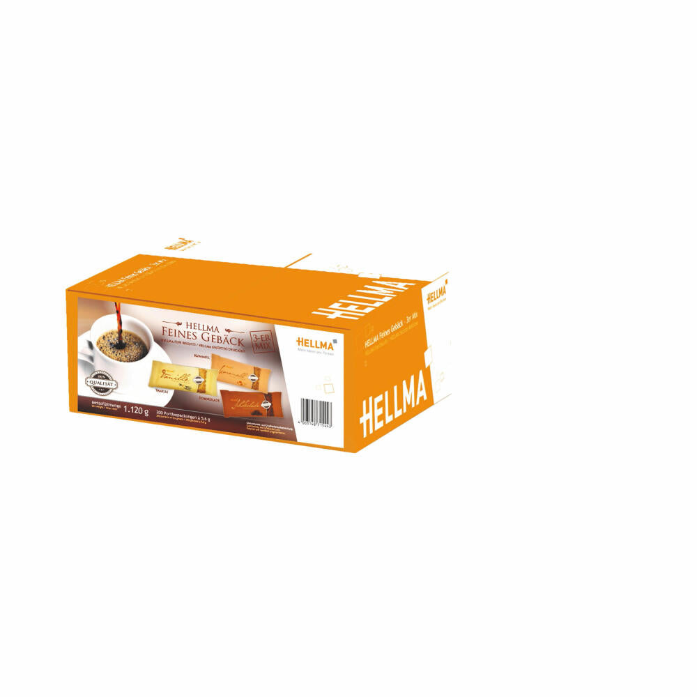 Hellma Feines Gebäck, Kekse, Vanille / Karamell / Schokolade, 3er Mix, 200 Stück Sortiert a 5.6 g