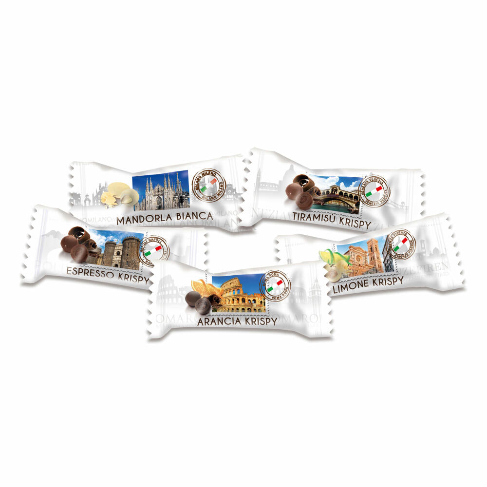 Hellma Italian Selection, Selezione Italia, 5 verschiedene Sorten, schokoliert, Tiramisu, Zitrone, Espresso, weiße Mandel, Orange, einzeln verpackt, 5 x 40 Stück