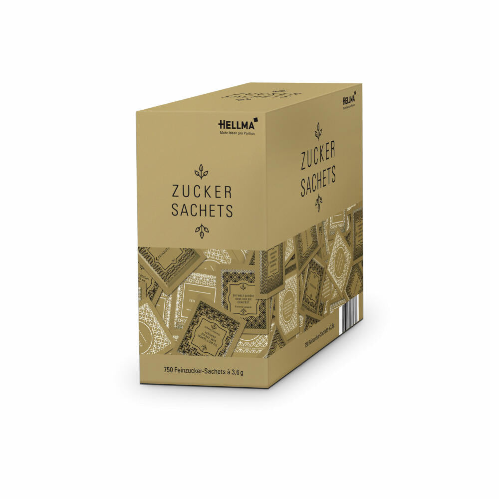 Hellma Zucker-Sachets Goldline, Zucker, Portionszucker, Feinzucker, Zuckertüte, für Gastro, Hotel, Büro, Kantine, 750 Stück á 3.60 g
