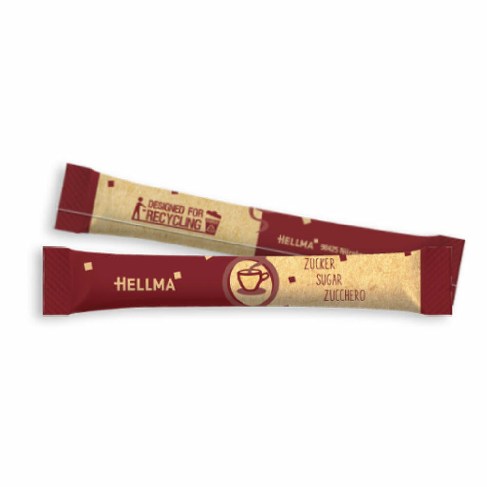 Hellma Zucker-Sticks in Nachhaltiger Verpackung, Zucker, Portionszucker, Feinzucker, Zuckertüten, für Gastro, Hotel, Büro, Kantine, 1000 Stück à 4 g