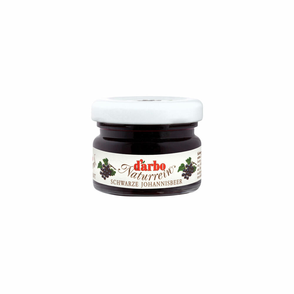 Darbo Schwarze Johannisbeere Konfitüre Extra im Miniglas, Brotaufstrich, Brot Aufstrich, Marmelade, für Gastro, Hotel, Büro, Kantine, 60 Stück á 28 g