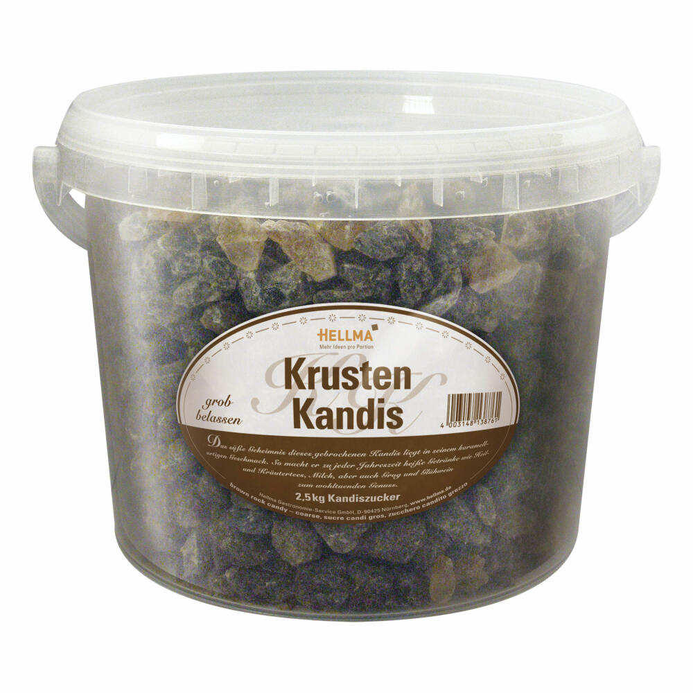 Hellma Krusten Kandis, Zucker, Portionszucker, Kandiszucker, Zuckertüte, für Gastro, Hotel, Büro, Kantine, 2.5 Kg Eimer