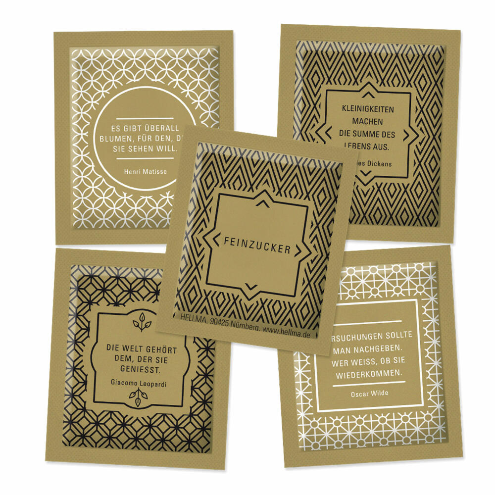 Hellma Zucker-Sachets Goldline, Zucker, Portionszucker, Feinzucker, Zuckertüte, für Gastro, Hotel, Büro, Kantine, 750 Stück á 3.60 g