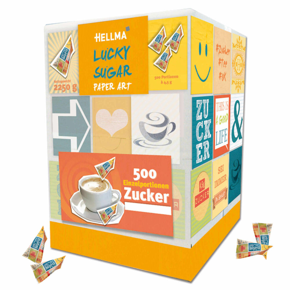 Hellma Lucky Sugar Paper Art, sugar, portion sugar, sugar bags, 500 x 4.5 gr pieces, 2250 gr