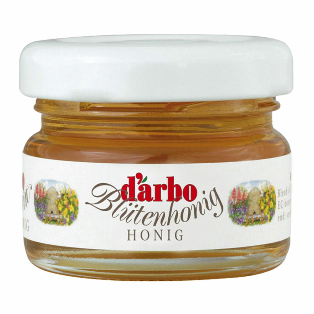 Darbo Blütenhonig im Miniglas, Brotaufstrich, Brot Aufstrich, Honig, für Gastro, Hotel, Büro, Kantine, 60 Stück á 28 g