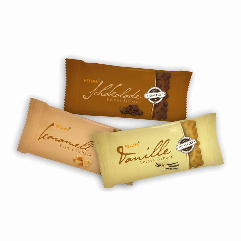 Hellma Feines Gebäck, Kekse, Vanille / Karamell / Schokolade, 3er Mix, 200 Stück Sortiert a 5.6 g