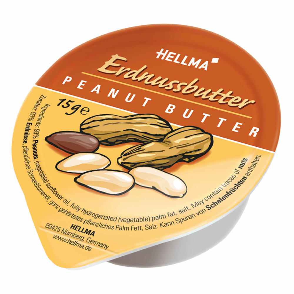 Hellma Erdnussbutter, Brotaufstrich, Brot Aufstrich, Erdnuss Butter, für Gastro, Hotel, Büro, Kantine, 80 Stück á 15 g