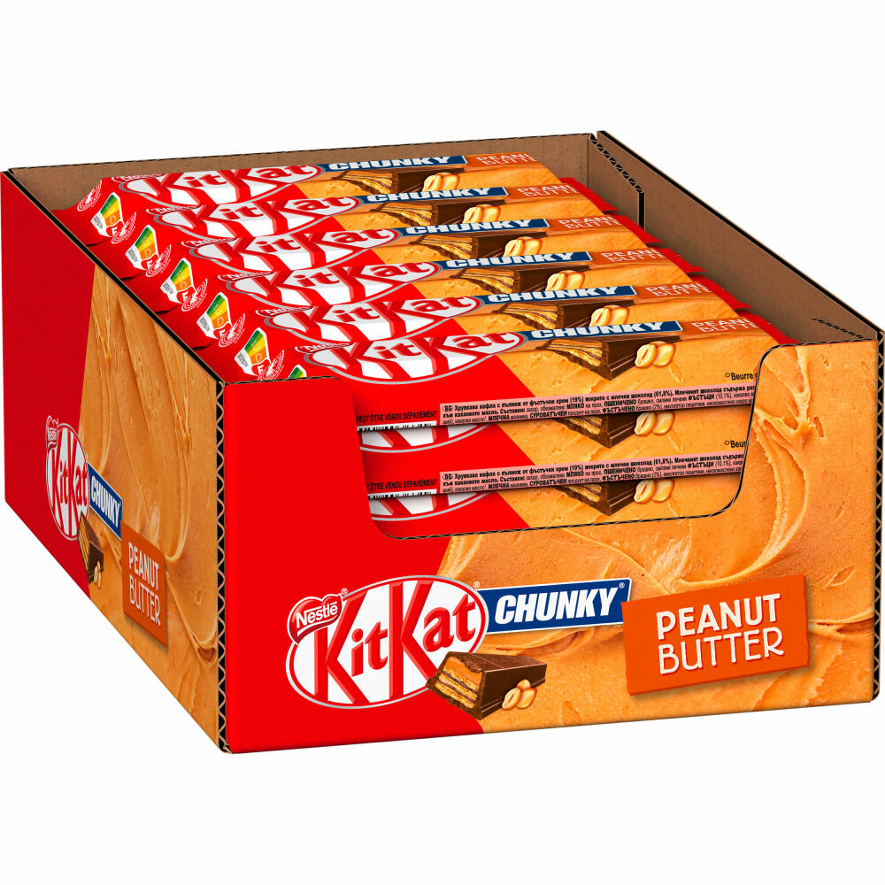 Nestlé KitKat Chunky Peanut Butter, Schokoriegel, Milchschokolade, Schoko Riegel, Erdnussbutter, 24 x 42 g