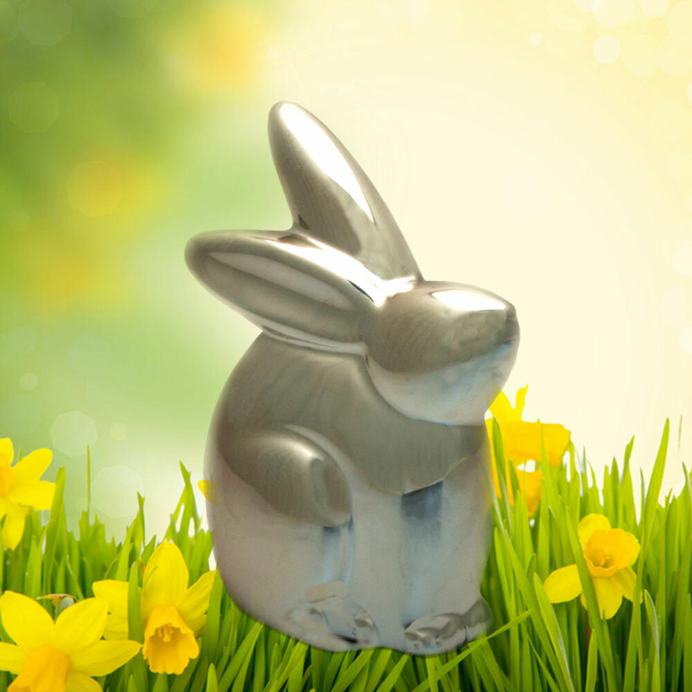 Luxus Hase, Körper aus Porzellan, Silbern verchromt, Ostern, Osterhase – About-Tea & Coffee