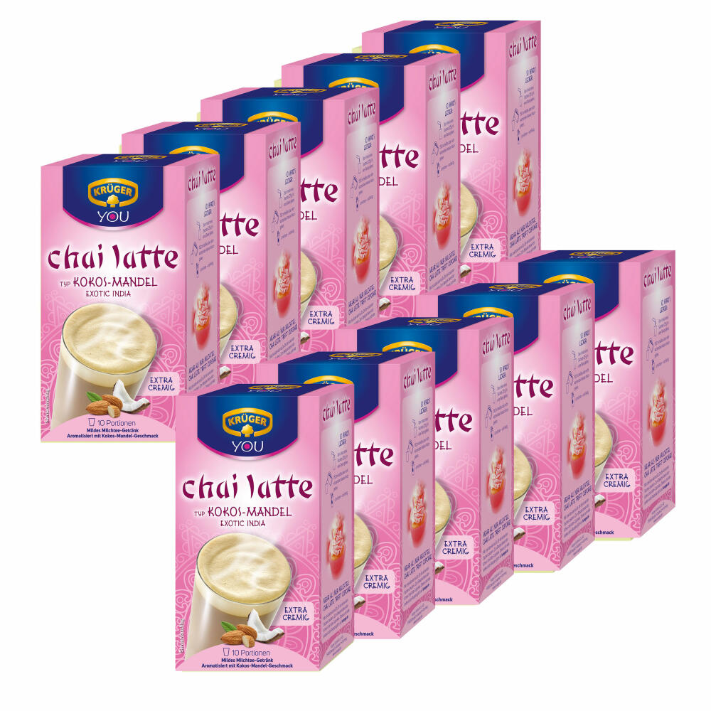 Krüger Chai Latte Exotic India, coconut-almond, mild milk tea drink, 100 portion bags