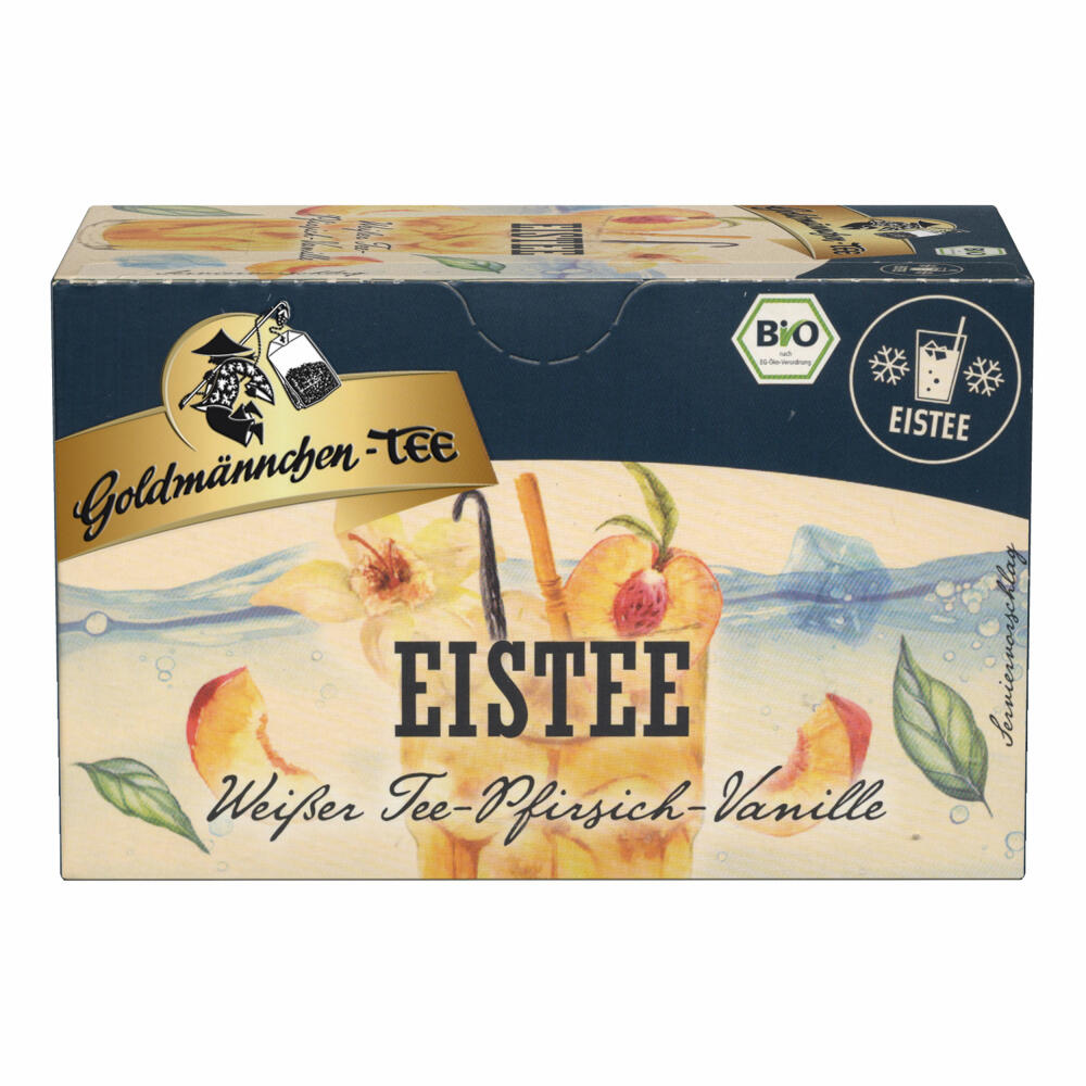 Goldmännchen ORGANIC Iced Tea White Tea Peach-Vanilla, Ice Tea, Organic Tea, 20 Tea Bags, X04286