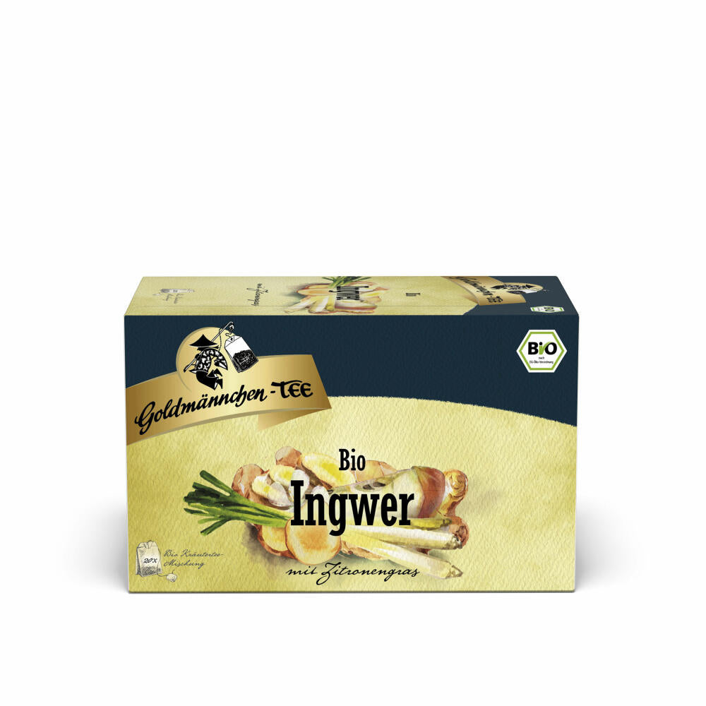 Goldmännchen Bio-Ingwer-Tee mit Zitronengras, Bio-Kräuterteemischung, 20 einzeln versiegelte Beutel à 1.5 g