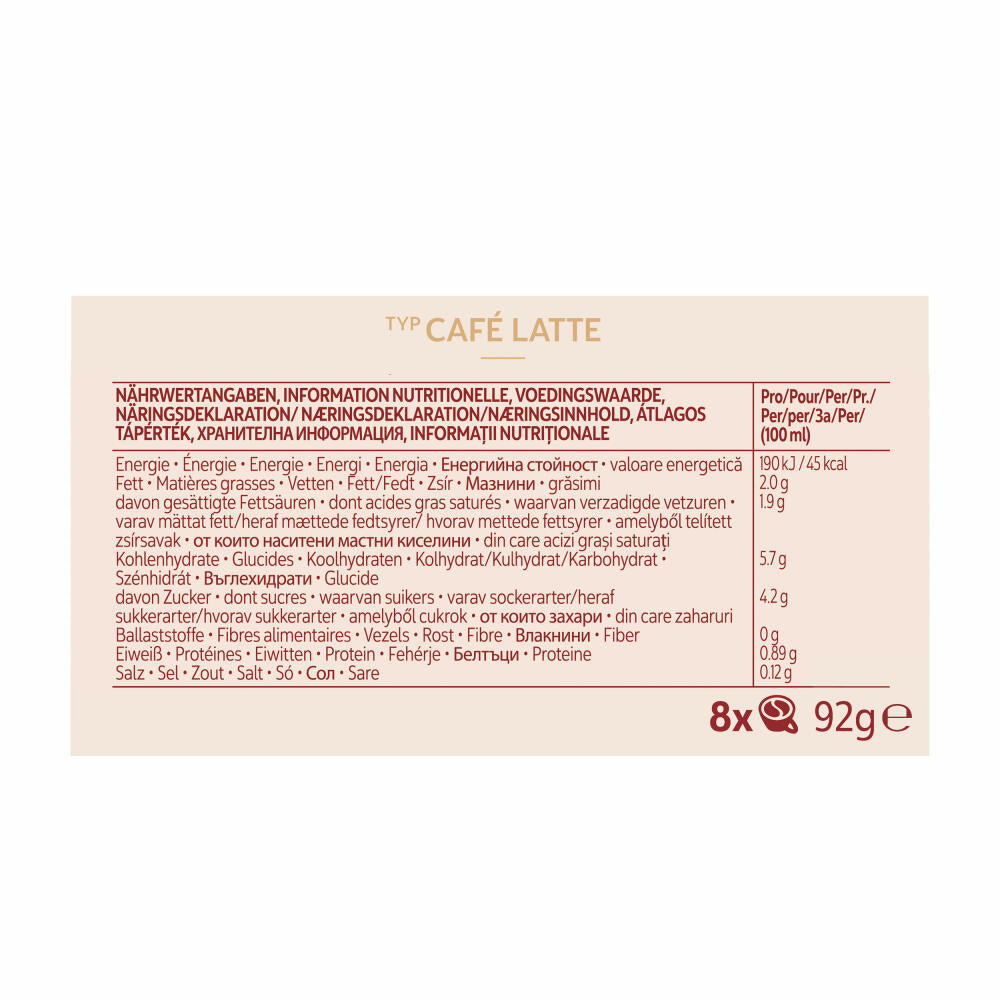 Senseo Kaffeepads Café Latte, Aromatischer Kaffee mit Cremig-milchigem Geschmack, neue Rezeptur, 8 Pads