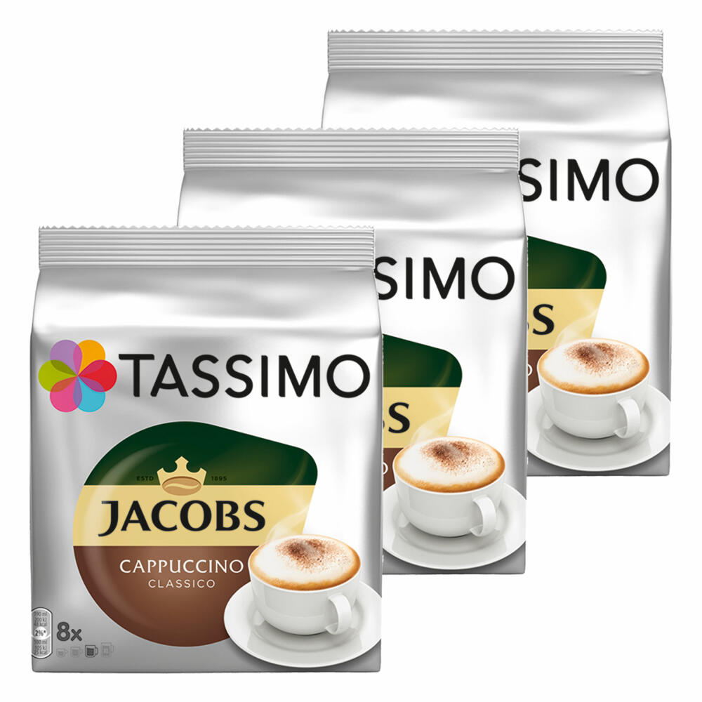 Tassimo Jacobs Cappuccino, Rainforest Alliance zertifiziert, 3er Pack, 3 x 16 T-Discs (8 Portionen)
